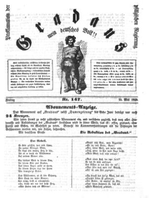 Gradaus mein deutsches Volk!! (Allerneueste Nachrichten oder Münchener Neuigkeits-Kourier) Freitag 25. Mai 1849
