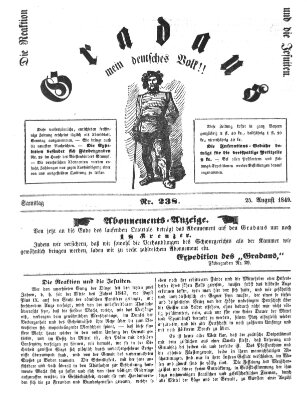 Gradaus mein deutsches Volk!! (Allerneueste Nachrichten oder Münchener Neuigkeits-Kourier) Samstag 25. August 1849