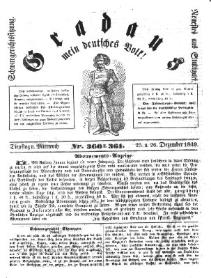 Gradaus mein deutsches Volk!! (Allerneueste Nachrichten oder Münchener Neuigkeits-Kourier) Dienstag 25. Dezember 1849