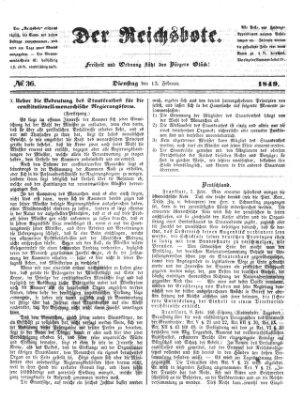 Der Reichsbote Dienstag 13. Februar 1849
