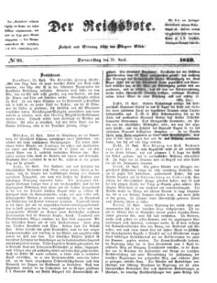 Der Reichsbote Donnerstag 26. April 1849