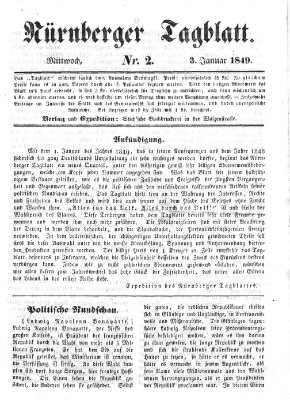 Nürnberger Tagblatt Mittwoch 3. Januar 1849