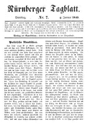 Nürnberger Tagblatt Dienstag 9. Januar 1849