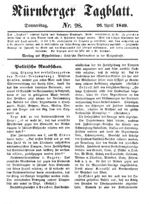 Nürnberger Tagblatt Donnerstag 26. April 1849
