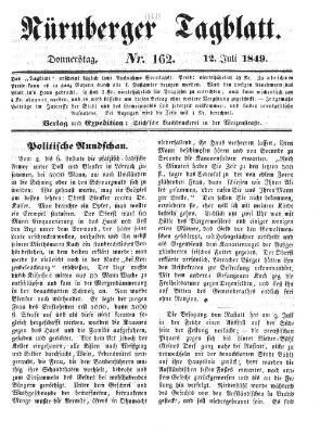 Nürnberger Tagblatt Donnerstag 12. Juli 1849