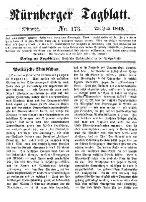 Nürnberger Tagblatt Mittwoch 25. Juli 1849