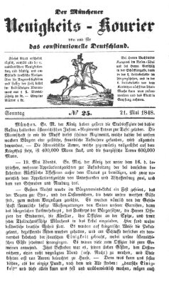 Allerneueste Nachrichten oder Münchener Neuigkeits-Kourier Sonntag 21. Mai 1848