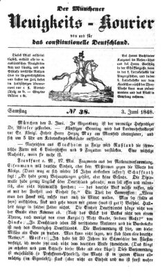 Allerneueste Nachrichten oder Münchener Neuigkeits-Kourier Samstag 3. Juni 1848