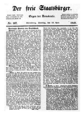 Der freie Staatsbürger Dienstag 17. April 1849
