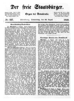 Der freie Staatsbürger Donnerstag 16. August 1849