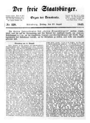 Der freie Staatsbürger Freitag 17. August 1849