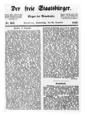 Der freie Staatsbürger Donnerstag 20. Dezember 1849