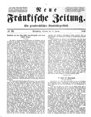 Neue Fränkische Zeitung Samstag 13. Januar 1849