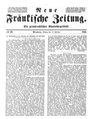 Neue Fränkische Zeitung Dienstag 20. Februar 1849