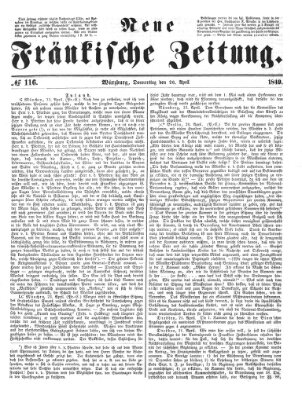 Neue Fränkische Zeitung Donnerstag 26. April 1849