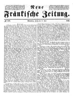 Neue Fränkische Zeitung Freitag 27. April 1849