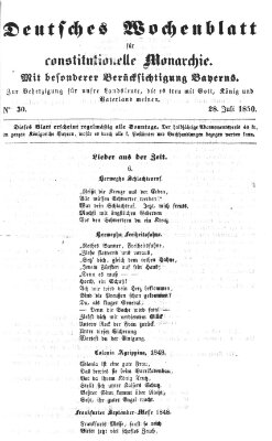 Deutsches Wochenblatt für constitutionelle Monarchie Sonntag 28. Juli 1850