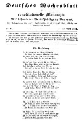 Deutsches Wochenblatt für constitutionelle Monarchie Sonntag 13. April 1851