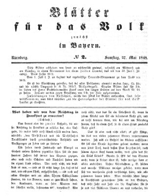 Blätter für das Volk zunächst in Bayern Samstag 27. Mai 1848