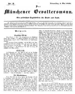 Politischer Gevattersmann Donnerstag 4. Mai 1848