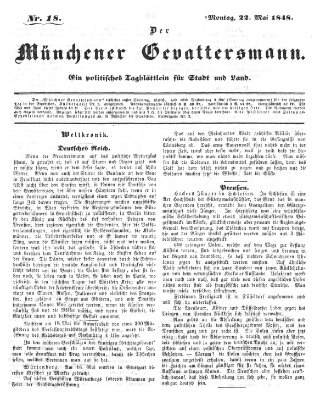 Politischer Gevattersmann Montag 22. Mai 1848