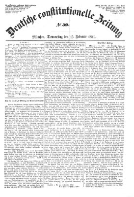 Deutsche constitutionelle Zeitung Donnerstag 15. Februar 1849