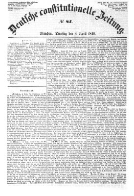 Deutsche constitutionelle Zeitung Dienstag 3. April 1849