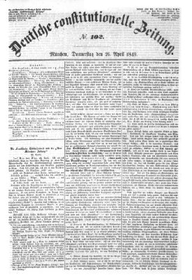 Deutsche constitutionelle Zeitung Donnerstag 26. April 1849