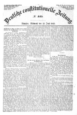 Deutsche constitutionelle Zeitung Mittwoch 13. Juni 1849