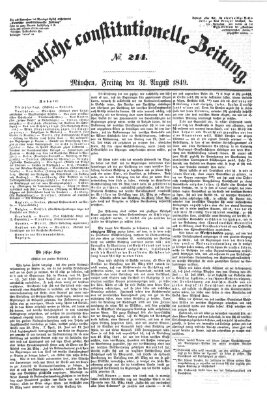 Deutsche constitutionelle Zeitung Donnerstag 30. August 1849