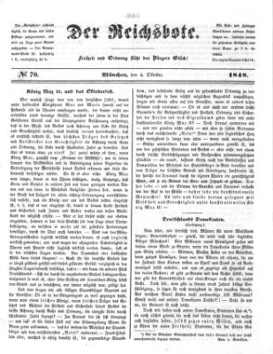 Der Reichsbote Mittwoch 4. Oktober 1848