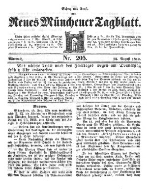 Neues Münchener Tagblatt Mittwoch 15. August 1849