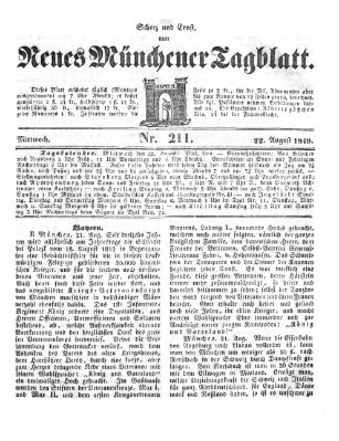 Neues Münchener Tagblatt Mittwoch 22. August 1849
