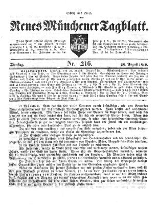 Neues Münchener Tagblatt Dienstag 28. August 1849