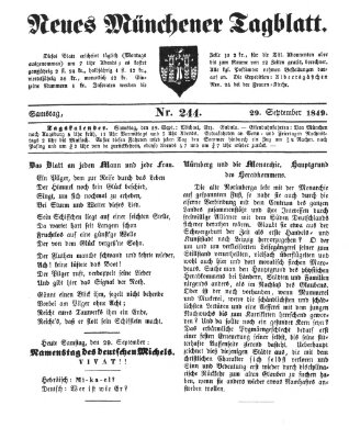 Neues Münchener Tagblatt Samstag 29. September 1849