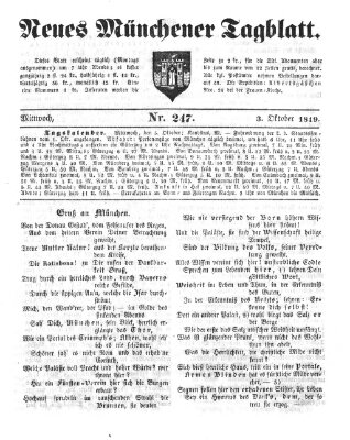 Neues Münchener Tagblatt Mittwoch 3. Oktober 1849