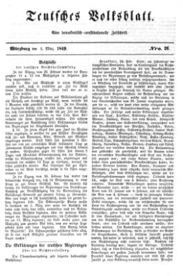 Teutsches Volksblatt Donnerstag 1. März 1849