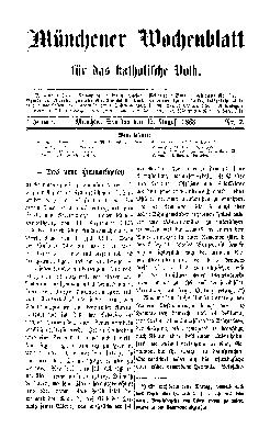 Münchener Wochenblatt für das katholische Volk Samstag 15. August 1868