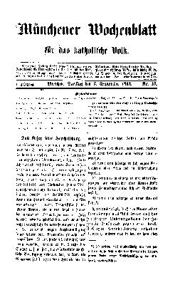 Münchener Wochenblatt für das katholische Volk Samstag 5. September 1868