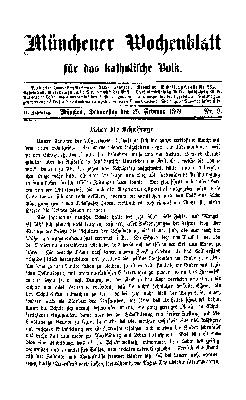 Münchener Wochenblatt für das katholische Volk Donnerstag 25. Februar 1869