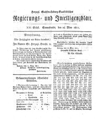 Herzogl.-Sachsen-Coburg-Saalfeldisches Regierungs- und Intelligenzblatt (Coburger Regierungs-Blatt) Samstag 25. Mai 1811