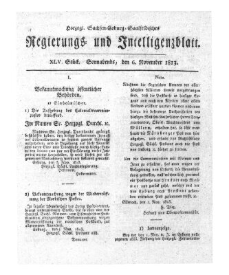 Herzogl.-Sachsen-Coburg-Saalfeldisches Regierungs- und Intelligenzblatt (Coburger Regierungs-Blatt) Samstag 6. November 1813
