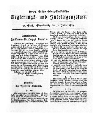 Herzogl.-Sachsen-Coburg-Saalfeldisches Regierungs- und Intelligenzblatt (Coburger Regierungs-Blatt)