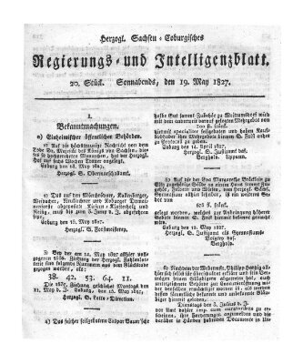 Herzogl.-Sachsen-Coburgisches Regierungs- und Intelligenzblatt (Coburger Regierungs-Blatt) Samstag 19. Mai 1827