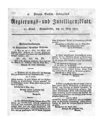 Herzogl.-Sachsen-Coburgisches Regierungs- und Intelligenzblatt (Coburger Regierungs-Blatt) Samstag 26. Mai 1827