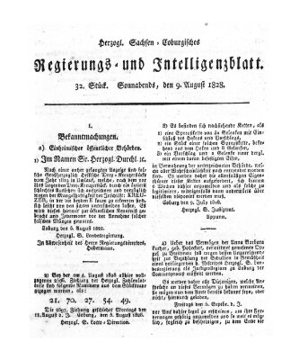 Herzogl.-Sachsen-Coburgisches Regierungs- und Intelligenzblatt (Coburger Regierungs-Blatt) Samstag 9. August 1828