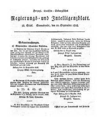 Herzogl.-Sachsen-Coburgisches Regierungs- und Intelligenzblatt (Coburger Regierungs-Blatt) Samstag 20. September 1828