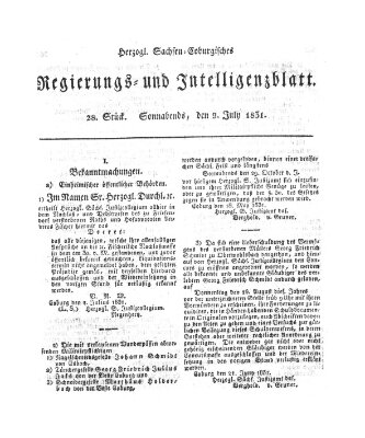 Herzogl.-Sachsen-Coburgisches Regierungs- und Intelligenzblatt (Coburger Regierungs-Blatt) Samstag 9. Juli 1831