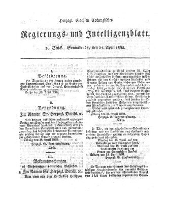Herzogl.-Sachsen-Coburgisches Regierungs- und Intelligenzblatt (Coburger Regierungs-Blatt)