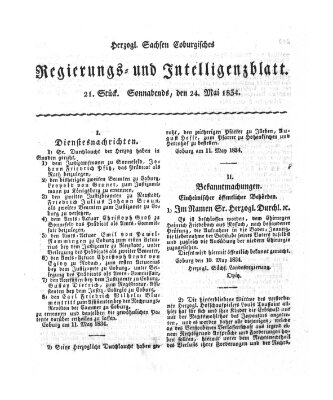 Herzogl.-Sachsen-Coburgisches Regierungs- und Intelligenzblatt (Coburger Regierungs-Blatt) Samstag 24. Mai 1834